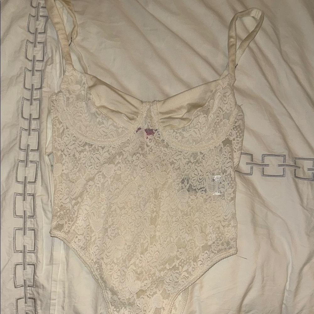 Edikted Cream Lace Chemise with Adjustable Straps